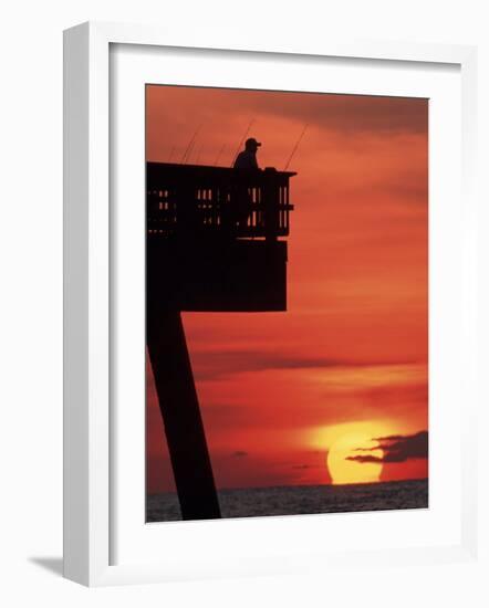 Sunrise at the Pier, Tybee Island, Georgia, USA-Joanne Wells-Framed Photographic Print