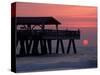 Sunrise at the Pier, Tybee Island, Georgia, USA-Joanne Wells-Stretched Canvas