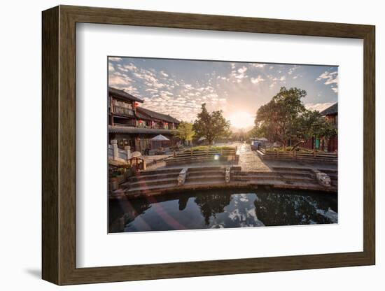 Sunrise at the Square Market in Dayan, Lijiang, Yunnan, China, Asia-Andreas Brandl-Framed Photographic Print