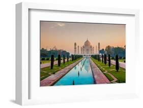 Sunrise at the Taj Mahal, UNESCO World Heritage Site, Agra, Uttar Pradesh, India, Asia-Laura Grier-Framed Photographic Print