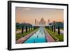 Sunrise at the Taj Mahal, UNESCO World Heritage Site, Agra, Uttar Pradesh, India, Asia-Laura Grier-Framed Photographic Print