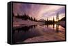 Sunrise at Tipsoo Lakes and Mount Rainier-Craig Tuttle-Framed Stretched Canvas