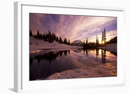 Sunrise at Tipsoo Lakes and Mount Rainier-Craig Tuttle-Framed Photographic Print