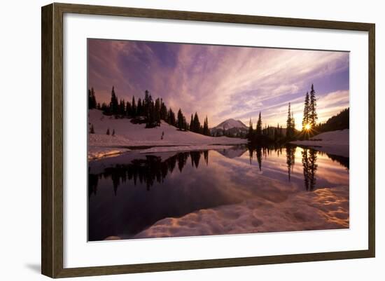 Sunrise at Tipsoo Lakes and Mount Rainier-Craig Tuttle-Framed Photographic Print