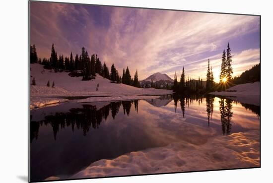Sunrise at Tipsoo Lakes and Mount Rainier-Craig Tuttle-Mounted Photographic Print
