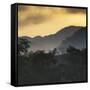 Sunrise at Ubatuba with Mountains in the Background-Alex Saberi-Framed Stretched Canvas