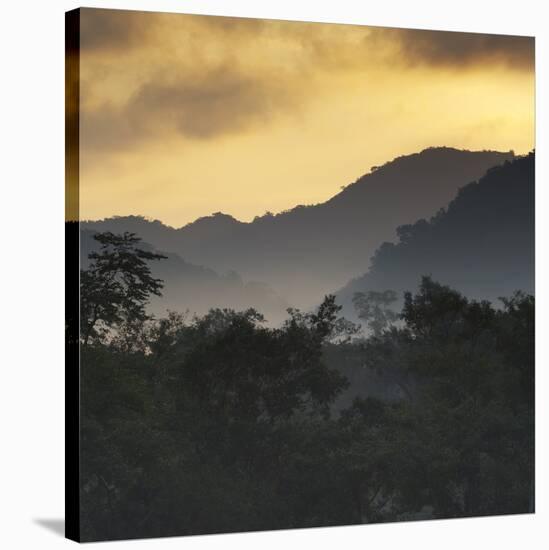 Sunrise at Ubatuba with Mountains in the Background-Alex Saberi-Stretched Canvas