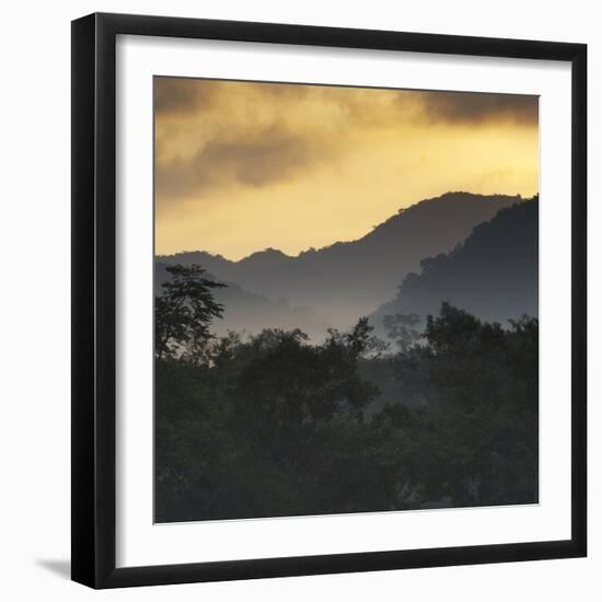 Sunrise at Ubatuba with Mountains in the Background-Alex Saberi-Framed Premium Photographic Print