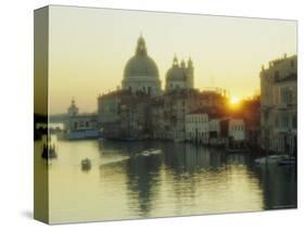 Sunrise Behind Santa Maria Della Salute Church from Academia Bridge, Venice, Veneto, Italy-Lee Frost-Stretched Canvas