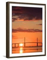 Sunrise Behind Sunshine Skyway Bridge, Florida, USA-Jerry & Marcy Monkman-Framed Premium Photographic Print