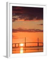 Sunrise Behind Sunshine Skyway Bridge, Florida, USA-Jerry & Marcy Monkman-Framed Premium Photographic Print