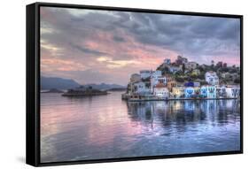 Sunrise, buildings at Harbour Entrance, Kastellorizo (Megisti) Island, Dodecanese Group-Richard Maschmeyer-Framed Stretched Canvas