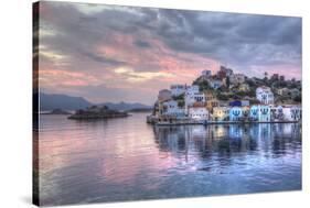 Sunrise, buildings at Harbour Entrance, Kastellorizo (Megisti) Island, Dodecanese Group-Richard Maschmeyer-Stretched Canvas