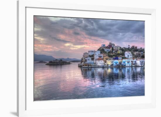 Sunrise, buildings at Harbour Entrance, Kastellorizo (Megisti) Island, Dodecanese Group-Richard Maschmeyer-Framed Photographic Print