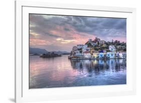 Sunrise, buildings at Harbour Entrance, Kastellorizo (Megisti) Island, Dodecanese Group-Richard Maschmeyer-Framed Photographic Print