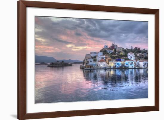 Sunrise, buildings at Harbour Entrance, Kastellorizo (Megisti) Island, Dodecanese Group-Richard Maschmeyer-Framed Photographic Print