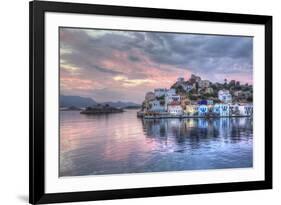 Sunrise, buildings at Harbour Entrance, Kastellorizo (Megisti) Island, Dodecanese Group-Richard Maschmeyer-Framed Photographic Print