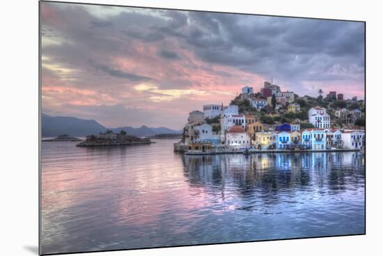 Sunrise, buildings at Harbour Entrance, Kastellorizo (Megisti) Island, Dodecanese Group-Richard Maschmeyer-Mounted Photographic Print