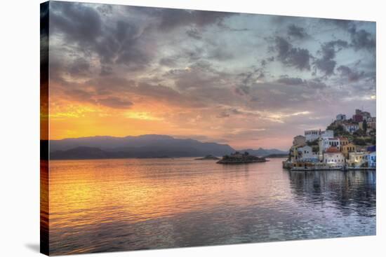 Sunrise, buildings at Harbour Entrance, Kastellorizo (Megisti) Island, Dodecanese Group-Richard Maschmeyer-Stretched Canvas