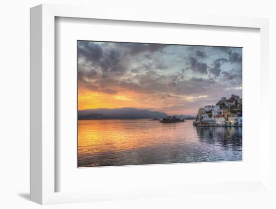 Sunrise, buildings at Harbour Entrance, Kastellorizo (Megisti) Island, Dodecanese Group-Richard Maschmeyer-Framed Photographic Print