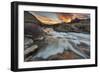 Sunrise Clouds over Swiftcurrent Falls, Glacier NP, Montana, USA-Chuck Haney-Framed Photographic Print