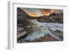 Sunrise Clouds over Swiftcurrent Falls, Glacier NP, Montana, USA-Chuck Haney-Framed Photographic Print