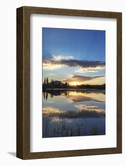 Sunrise clouds reflecting into Sprague Lake in Rocky Mountain National Park, Colorado, USA-Chuck Haney-Framed Photographic Print