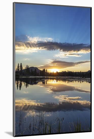 Sunrise clouds reflecting into Sprague Lake in Rocky Mountain National Park, Colorado, USA-Chuck Haney-Mounted Photographic Print