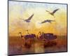 Sunrise Cranes-Chris Vest-Mounted Art Print