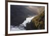 Sunrise filtering into the New River Gorge at Hawks Nest State Park in Ansted, West Virginia, USA-Chuck Haney-Framed Photographic Print