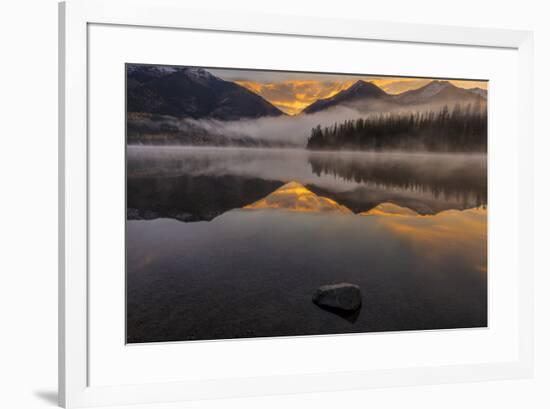 Sunrise fog on Holland Lake in the Flathead National Forest, Montana, USA-Chuck Haney-Framed Photographic Print