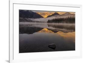 Sunrise fog on Holland Lake in the Flathead National Forest, Montana, USA-Chuck Haney-Framed Photographic Print