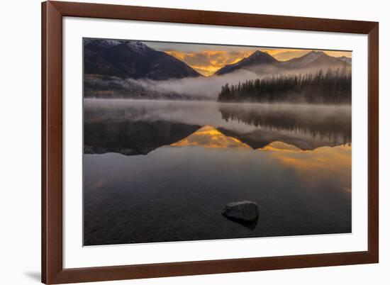 Sunrise fog on Holland Lake in the Flathead National Forest, Montana, USA-Chuck Haney-Framed Photographic Print