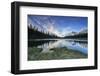 Sunrise frames the snowy peaks reflected in Lake Entova, Malenco Valley, Province of Sondrio, Valte-Roberto Moiola-Framed Photographic Print