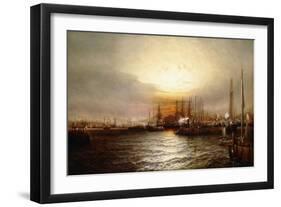 Sunrise from Chapman Dock and Old Brooklyn Navy Yard, East River, New York-Elisha Taylor Baker-Framed Giclee Print