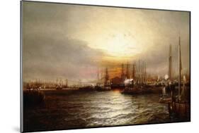Sunrise from Chapman Dock and Old Brooklyn Navy Yard, East River, New York-Elisha Taylor Baker-Mounted Giclee Print
