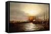 Sunrise from Chapman Dock and Old Brooklyn Navy Yard, East River, New York-Elisha Taylor Baker-Framed Stretched Canvas