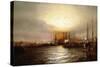 Sunrise from Chapman Dock and Old Brooklyn Navy Yard, East River, New York-Elisha Taylor Baker-Stretched Canvas