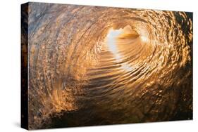 Sunrise from inside a tubing wave-Mark A Johnson-Stretched Canvas