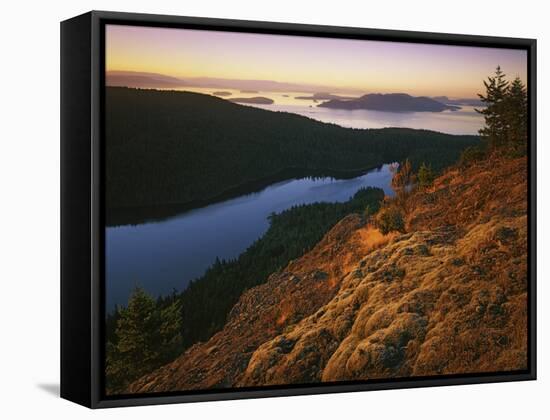 Sunrise from Mt. Constitution, Moran State Park, Orcas Island, Washington, USA-Charles Gurche-Framed Stretched Canvas