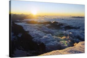 Sunrise from Summit of Mont Blanc, 4810M, Haute-Savoie, French Alps, France, Europe-Christian Kober-Stretched Canvas