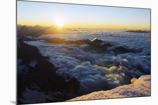 Sunrise from Summit of Mont Blanc, 4810M, Haute-Savoie, French Alps, France, Europe-Christian Kober-Mounted Photographic Print