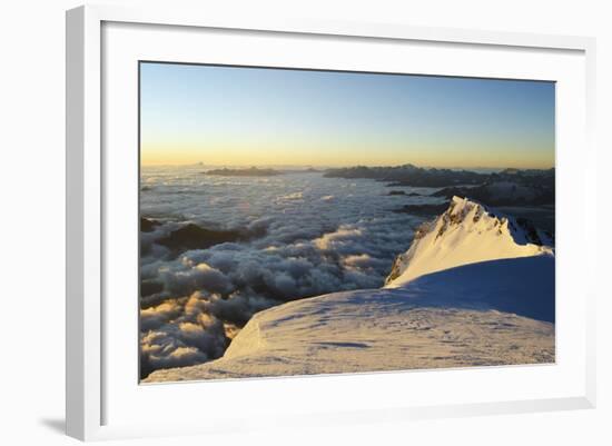 Sunrise from Summit of Mont Blanc, 4810M, Haute-Savoie, French Alps, France, Europe-Christian Kober-Framed Photographic Print