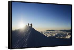 Sunrise from Summit of Mont Blanc, 4810M, Haute-Savoie, French Alps, France, Europe-Christian Kober-Framed Stretched Canvas