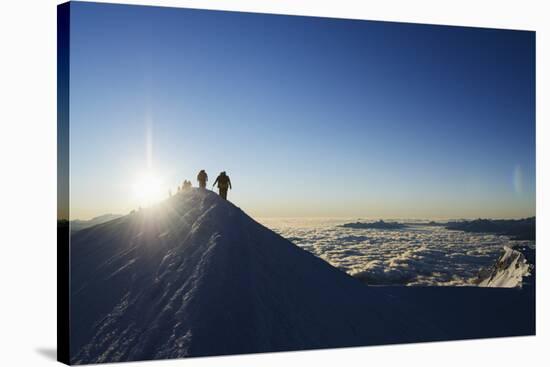 Sunrise from Summit of Mont Blanc, 4810M, Haute-Savoie, French Alps, France, Europe-Christian Kober-Stretched Canvas