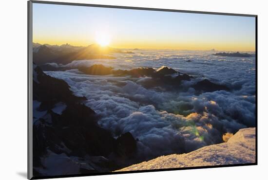 Sunrise from Summit of Mont Blanc, 4810M, Haute-Savoie, French Alps, France, Europe-Christian Kober-Mounted Photographic Print