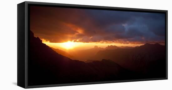 Sunrise from the Lewis Range, Glacier County, Glacier-Waterton International Peace Park, Montana-Steven Gnam-Framed Stretched Canvas