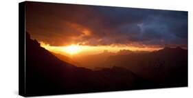 Sunrise from the Lewis Range, Glacier County, Glacier-Waterton International Peace Park, Montana-Steven Gnam-Stretched Canvas