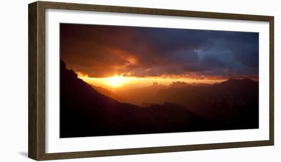 Sunrise from the Lewis Range, Glacier County, Glacier-Waterton International Peace Park, Montana-Steven Gnam-Framed Photographic Print