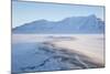 Sunrise, Hiorthfjellet Mountain and Adventtoppen Mountain across Adventdalen, Spitsbergen-Stephen Studd-Mounted Photographic Print